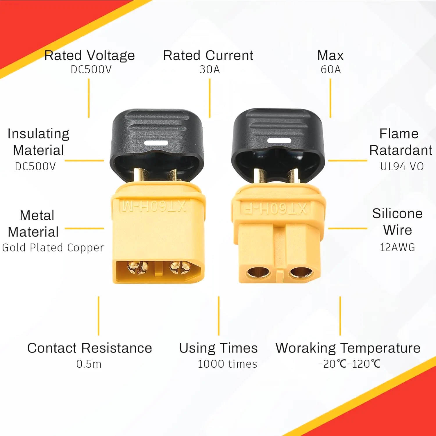 XT60 Connector Plug with Sheat - Drone Battery Connector avis et prix