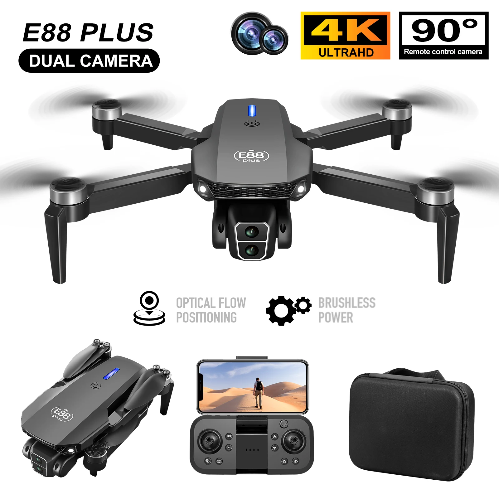 New E88 Plus Quadcopter Drone: - Drone Battery Case avis et prix