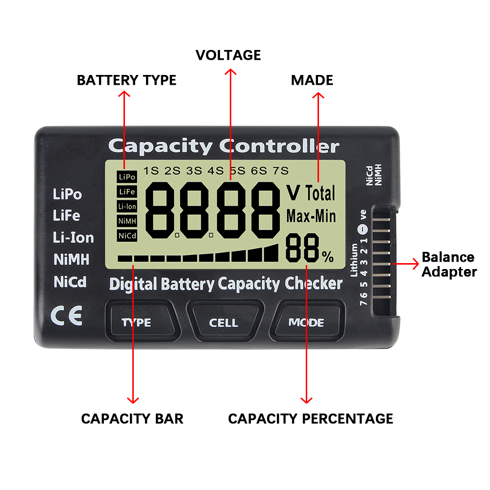 For Li-ion LiFe Nimh Nicd Lipo - Drone Battery Voltage Checker avis et prix