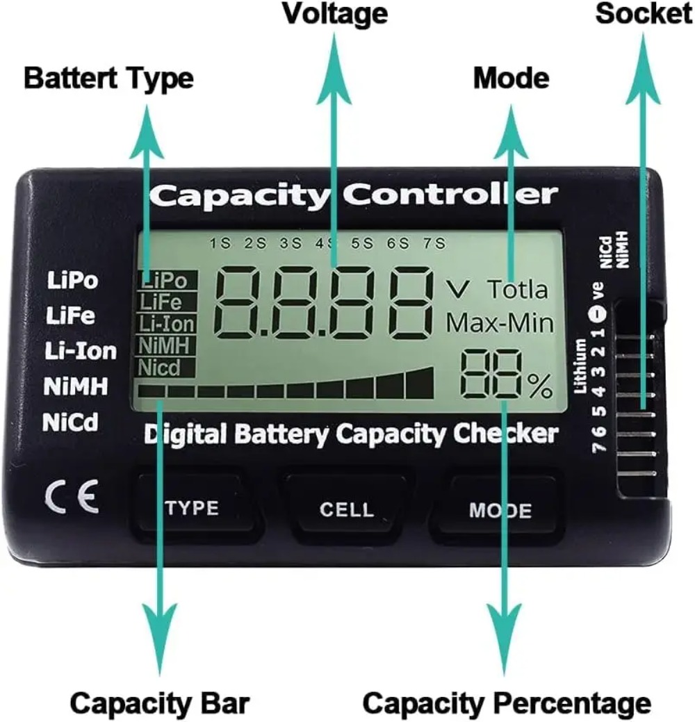 Battery Capacity Checker Digit - Drone Battery Voltage Checker avis et prix