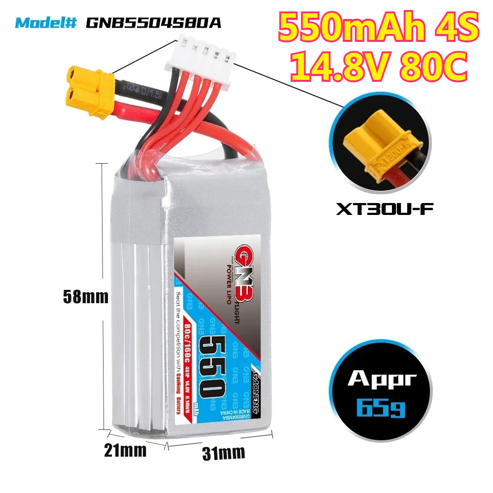 550mAh 4S 14.8V 80C with XT30  - Drone Battery 4S avis et prix