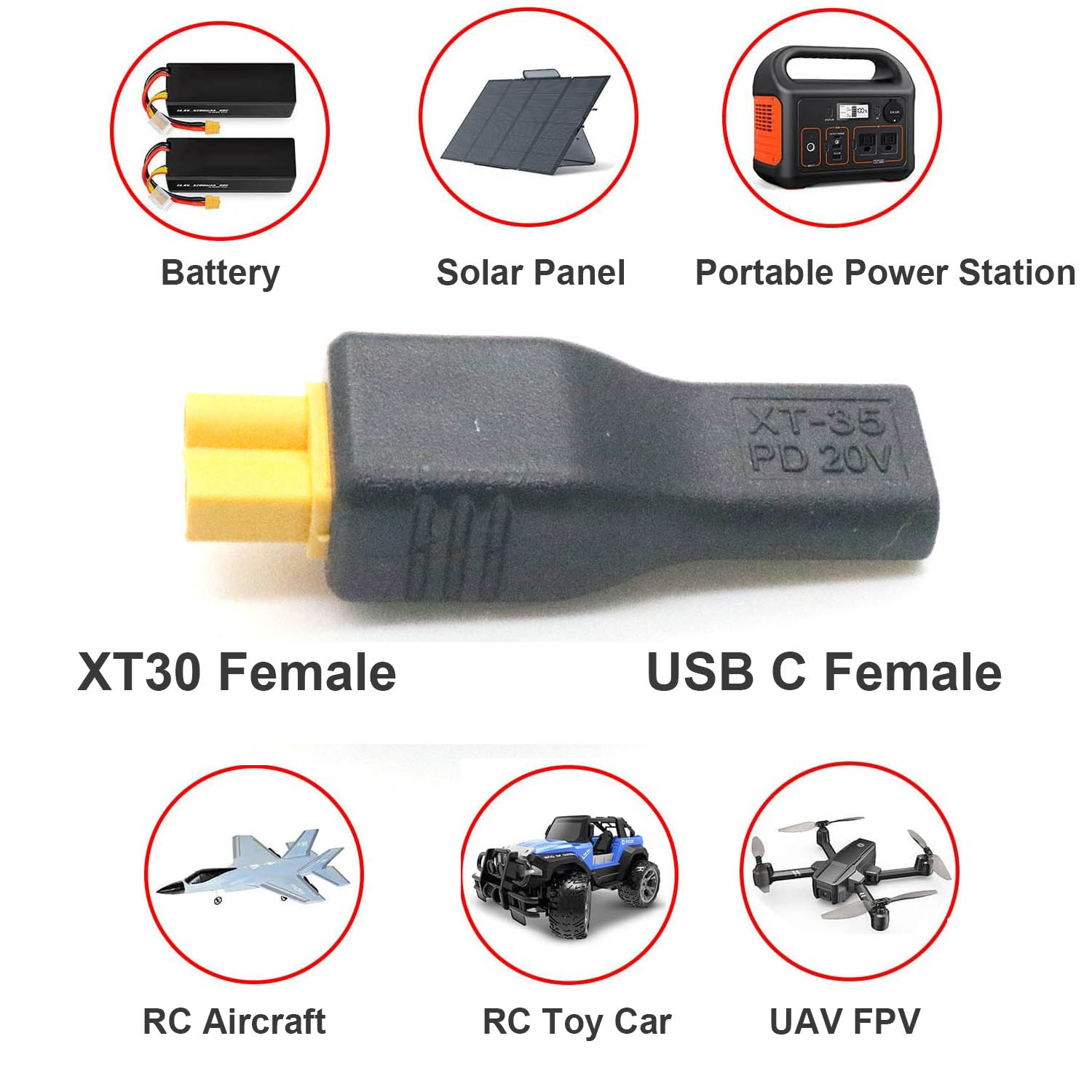 1pc USB Type C Female Input to - Drone Battery Connector avis et prix