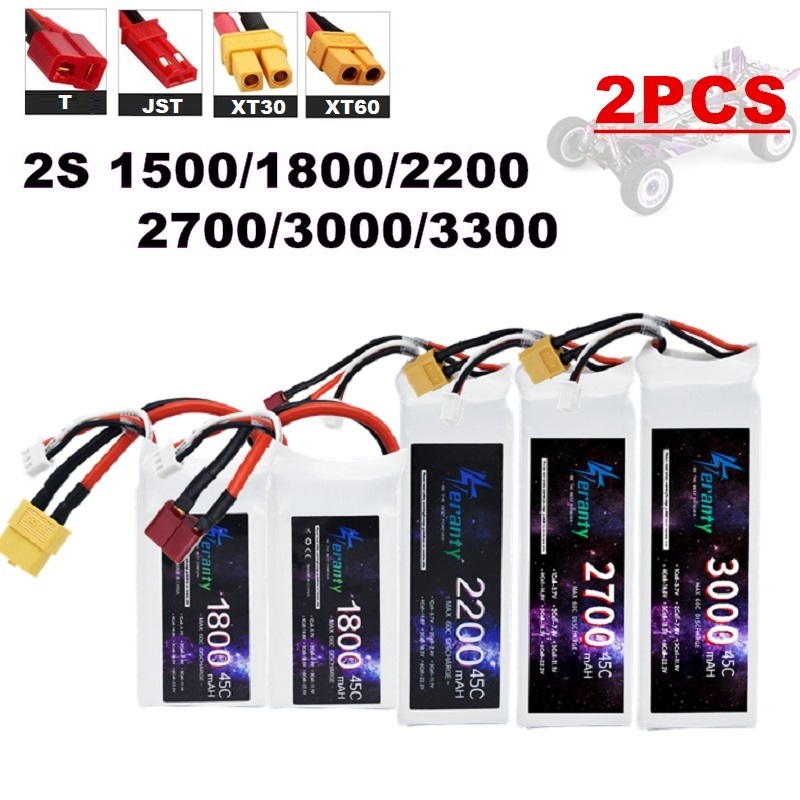 2PCS 7.4V Lipo 2S Battery 1500 - Drone Battery Lipo avis et prix