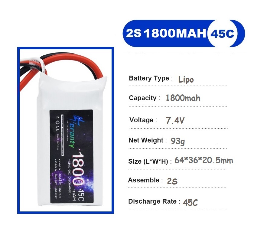2PCS 7.4V Lipo 2S Battery 1500 - Drone Battery Lipo avis et prix