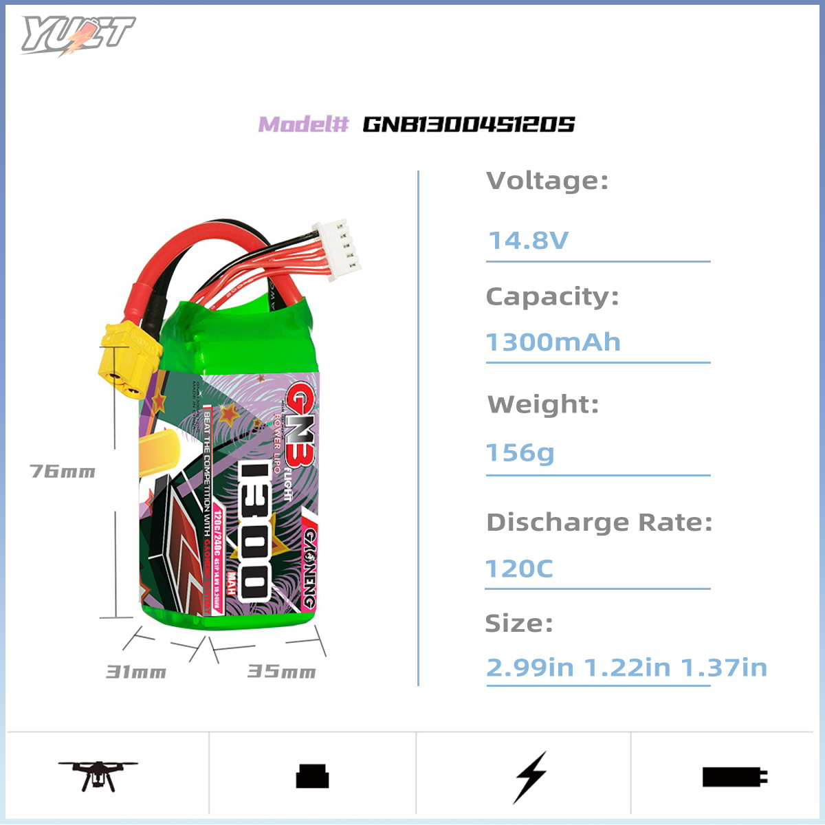 YUCT GNB 6S LiPo Battery 22.2V - Drone Battery 4S avis et prix