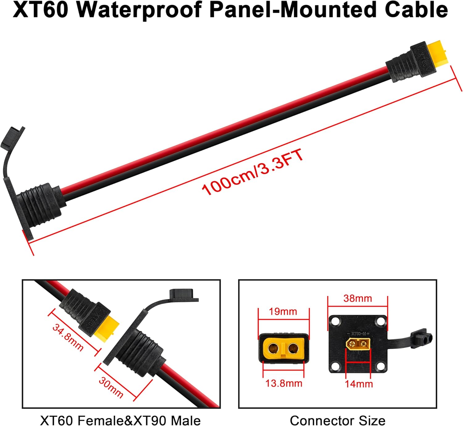 JMUYTOP 3FT 12AWG XT60 Panel M - Drone Battery Connector avis et prix