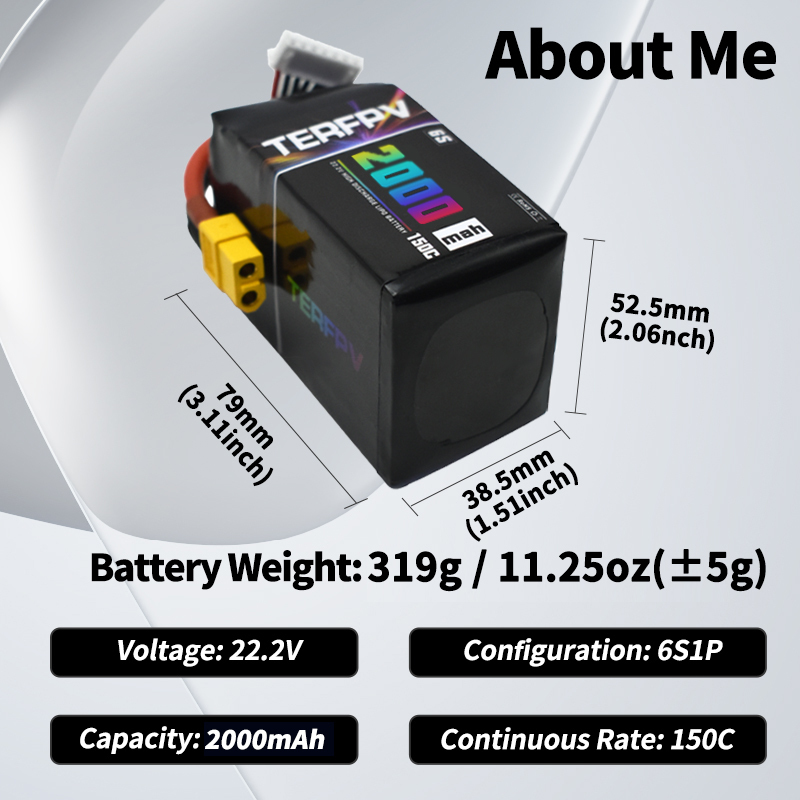 TERFPV 6S 22.2V 2000mAh 150C/3 - Drone Battery Plate avis et prix