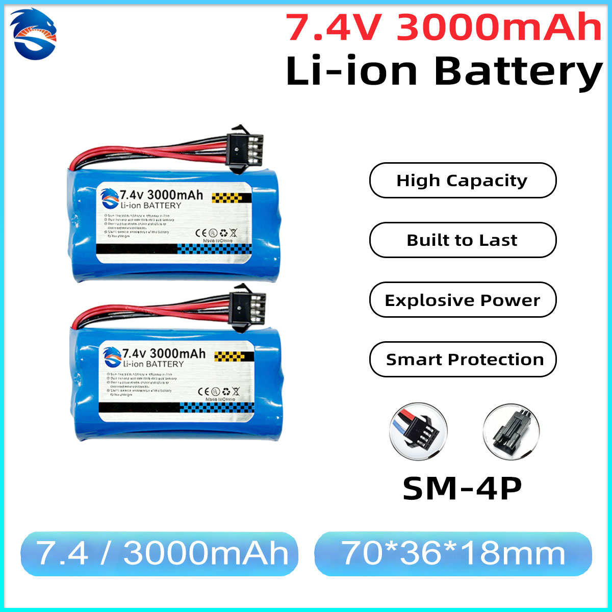 Skymaker 7.4V 3000mAh 2S Li-Io - Drone Battery Li-Ion avis et prix
